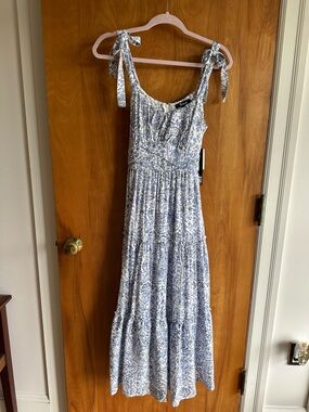 Trixxi White Maxi Dress with Blue Floral Print